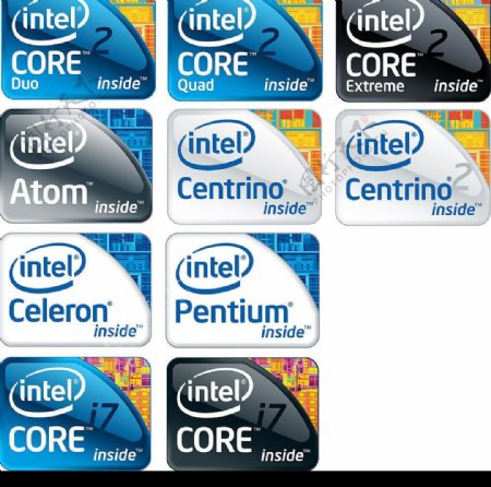 Intel新版CPU图标EPS里包含的是位图图片