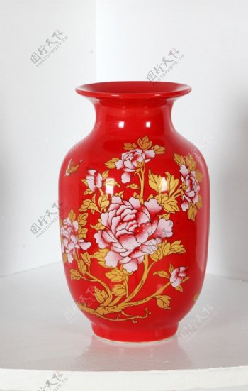 中国红冬瓜形瓷器图片