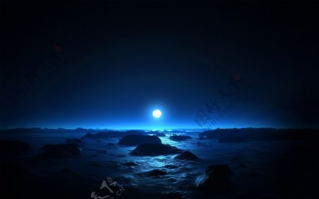 海景月光图片
