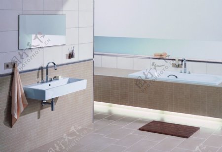 瓷砖浴室洗手盆盆家居卫浴套间图片