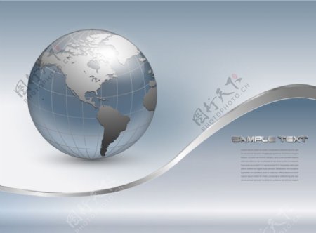 银色地球商务背景矢量图片