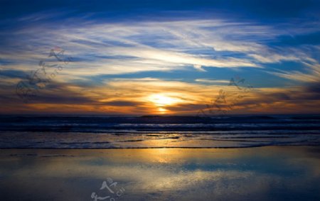 落日海滩景色图片