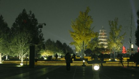 中国夜景大雁塔图片