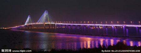 海湾大桥夜景图图片