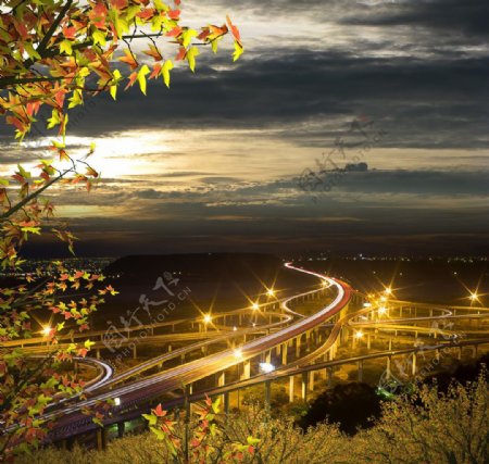 立交桥夜景高清图片