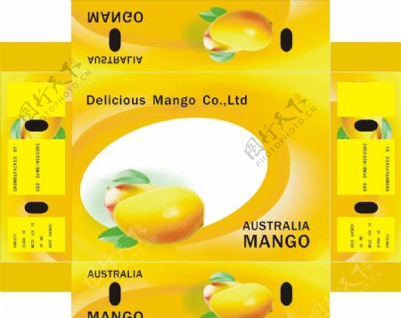 黄色芒果盒子包装设计图片