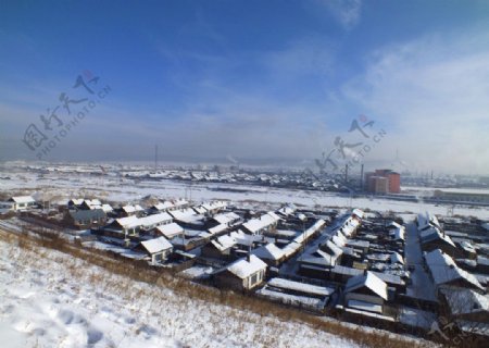 潮查北山下冬天风景图片
