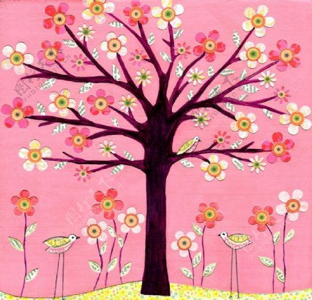 幸福树绘画图片
