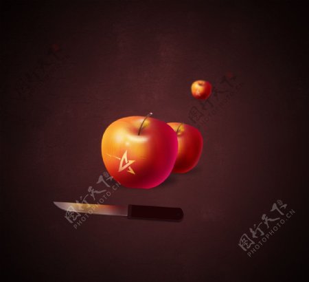 苹果与水果刀设计素材图片