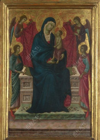 圣母圣婴与四个使者图片