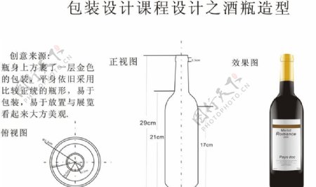 酒瓶三视图图片