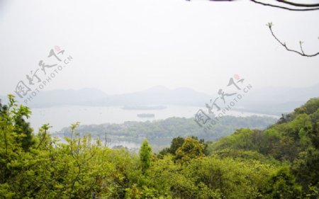 鸟瞰西湖风景图片