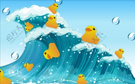冲浪小黄鸭图片