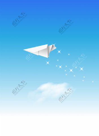 蓝色背景纸飞机图片