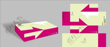 浅黄红纸巾盒包装盒抽纸盒图片