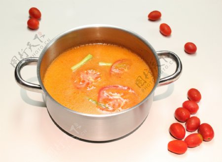 番茄火锅汤底图片