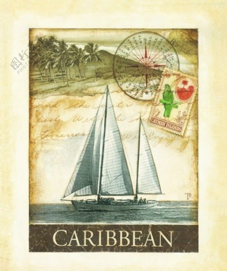 加勒比海上的帆船图片