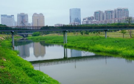 城市河流桥梁建筑图片