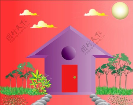 紫色小房子图片