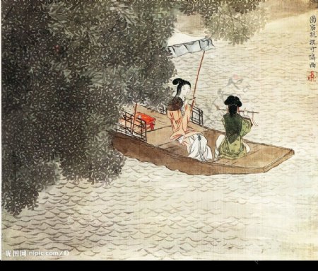 中国画人物山水图片