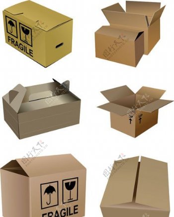 包装箱和纸盒矢量素材图片