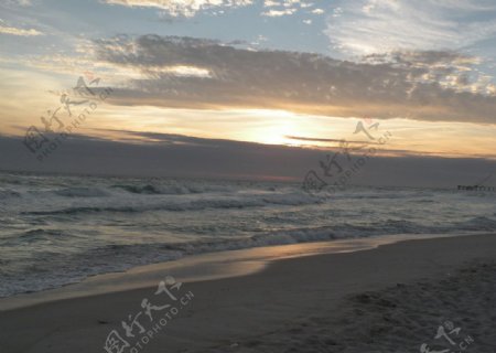 海岸夕阳美景图片