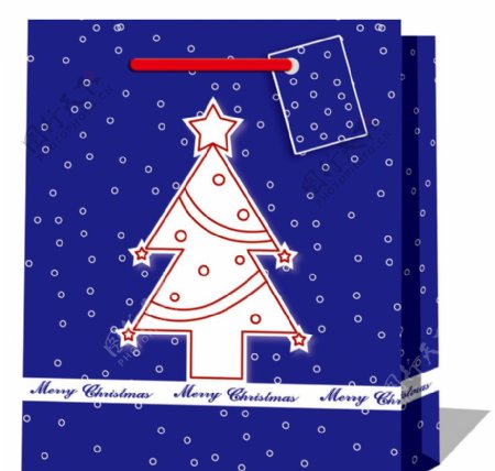 创意圣诞树圈圈礼品袋蓝底图片