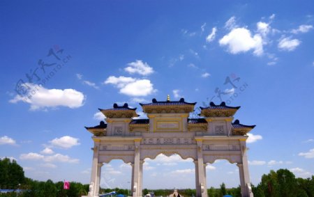 内蒙古成吉思汗陵门楼图片