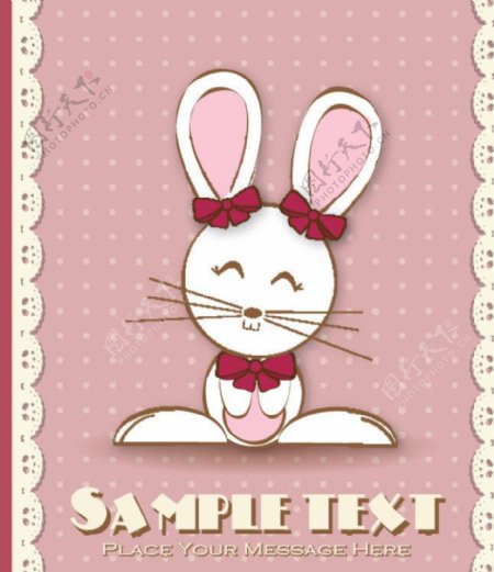 婴儿沐浴卡通兔矢量图片
