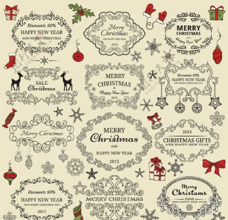 古典欧式圣诞花纹图片