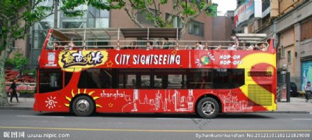 上海双层公交图片