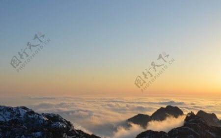 黄山日落云海图片