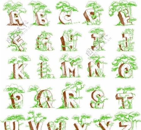 绿树英文字母拼音图片