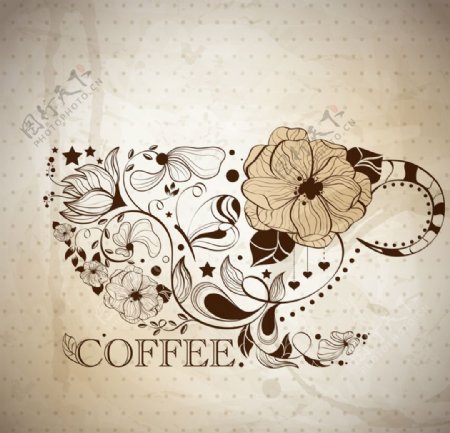 咖啡花纹图片