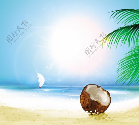 夏日沙滩海洋风景图片