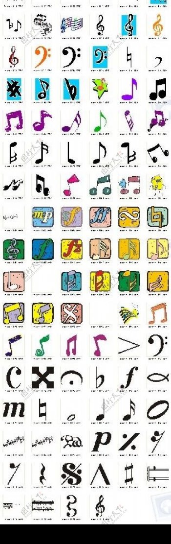 100个音乐符号矢量素材图片