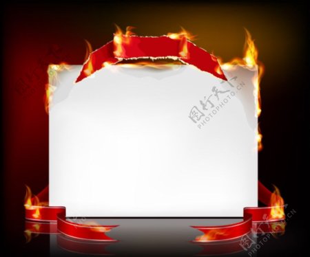 动感燃烧的火焰纸张卡片背景图片