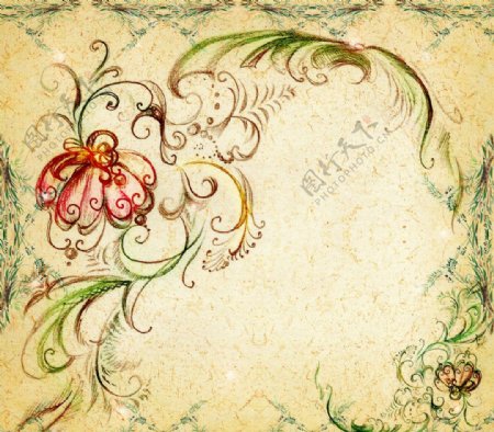 手绘古典花纹花边底纹图片