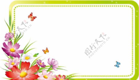 春天绿色花纹花边花朵边框图片