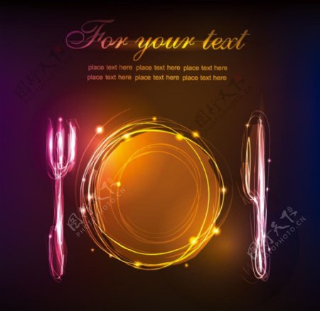 动感光线餐具背景图片