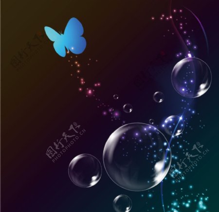 动感气泡蝴蝶背景图片