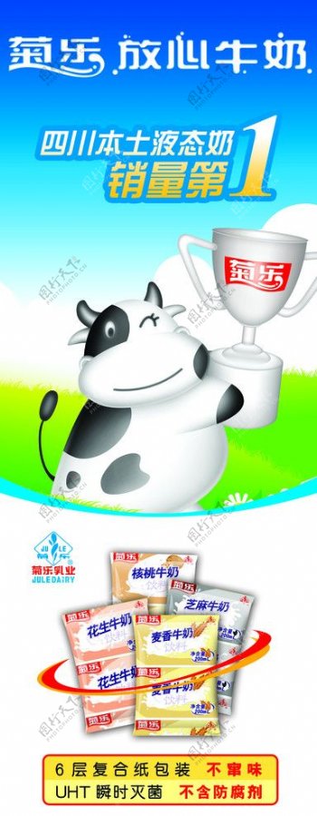 菊乐牛奶X展架图片