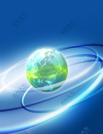 动感光线轨道地球科技背景图片