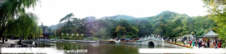 香山公园眼镜湖180度全景图片