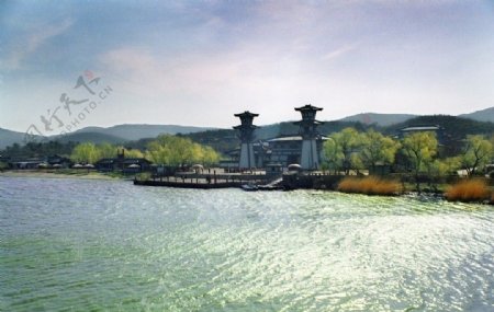 无锡影视基地拍摄三国城景点吴王宫水景图片
