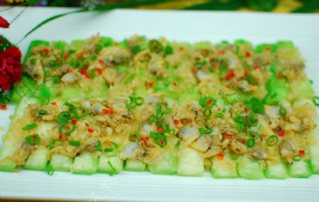 蒜茸蛤肉蒸丝瓜图片
