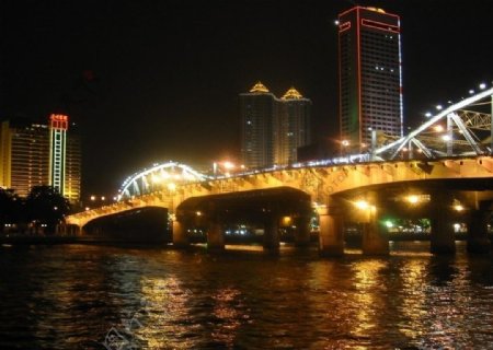 广州羊城花城珠江夜景海珠桥桥梁桥灯饰灯光工程光亮工程倒影灿烂璀璨图片