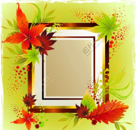 叶子花纹边框图片