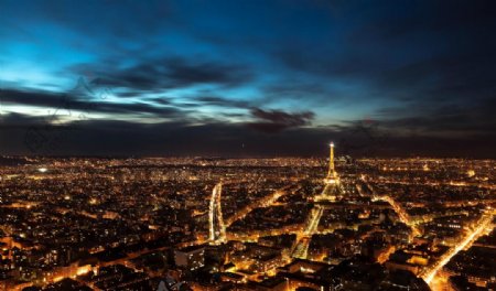 巴黎夜景俯瞰图片