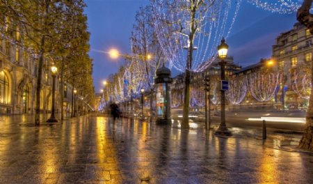 巴黎夜晚美丽街景图片